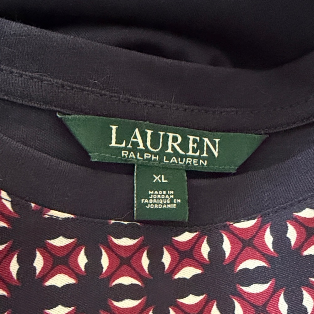 Ralph Lauren Black and Red Patterned Women's Tee - Picture 2 of 2